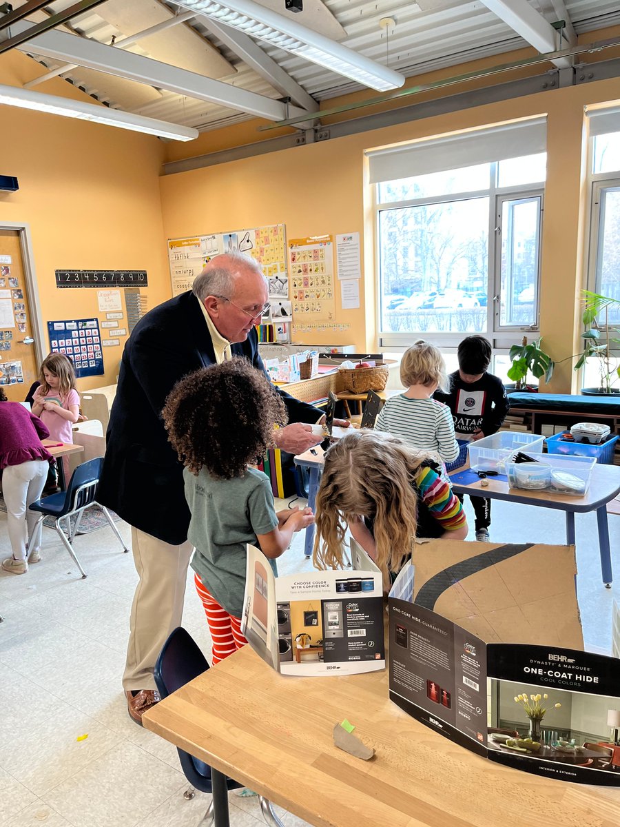 CFStweets's tweet image. Students in PreK-K are showing the head of school, David Tierney, their building inspired by Zaha Hadid. She's just one of many "People of Inspiration" students have learned about this year. 
#CFSPreKK #projectbasedlearning #quakereducation #peopleofinsperation #ZahaHadid