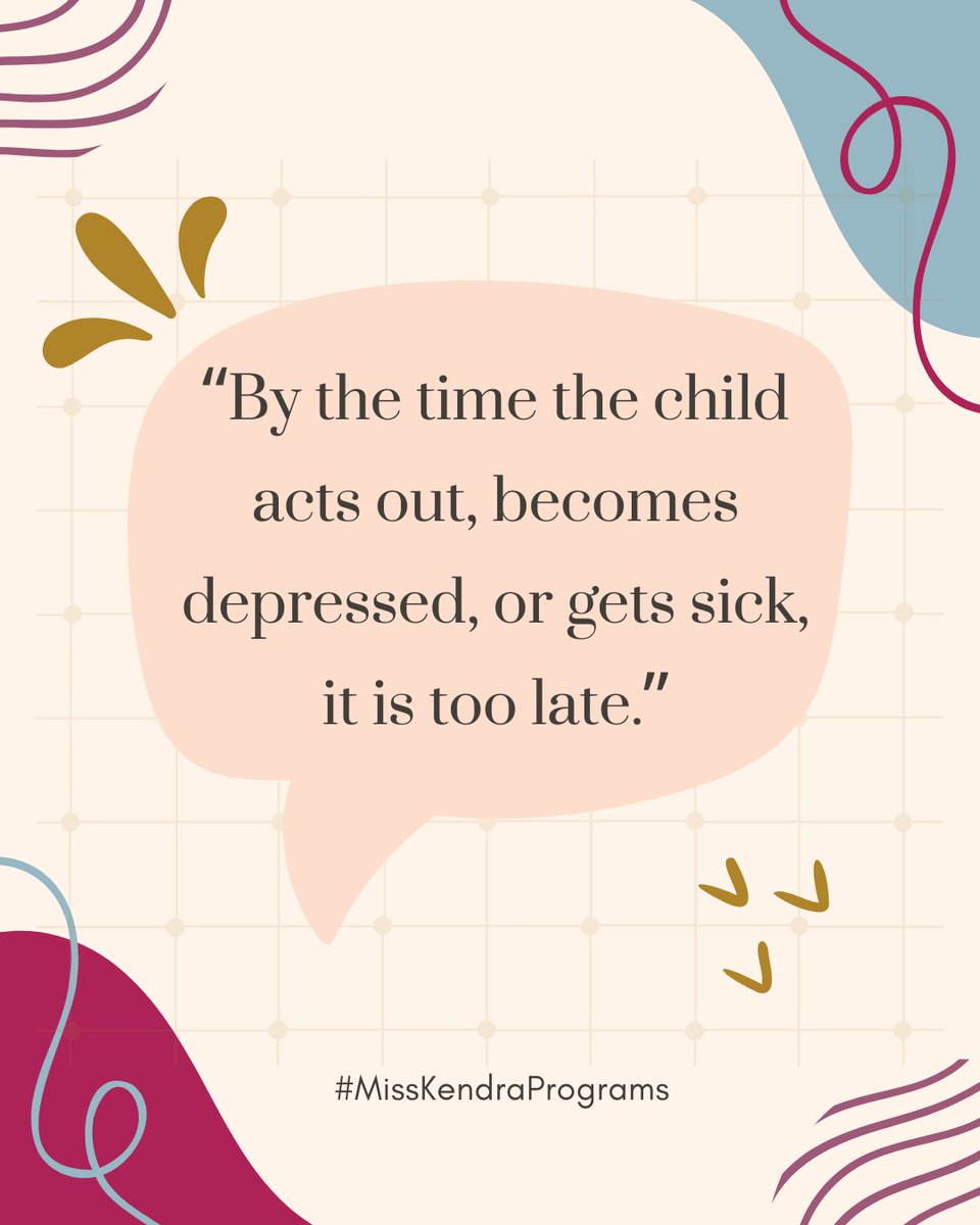 MissKendraProg's tweet image. “By the time the child acts out, becomes depressed, or gets sick, it is too late.” #MissKendraPrograms #IAmMissKendra #AskEveryChild #SEL
