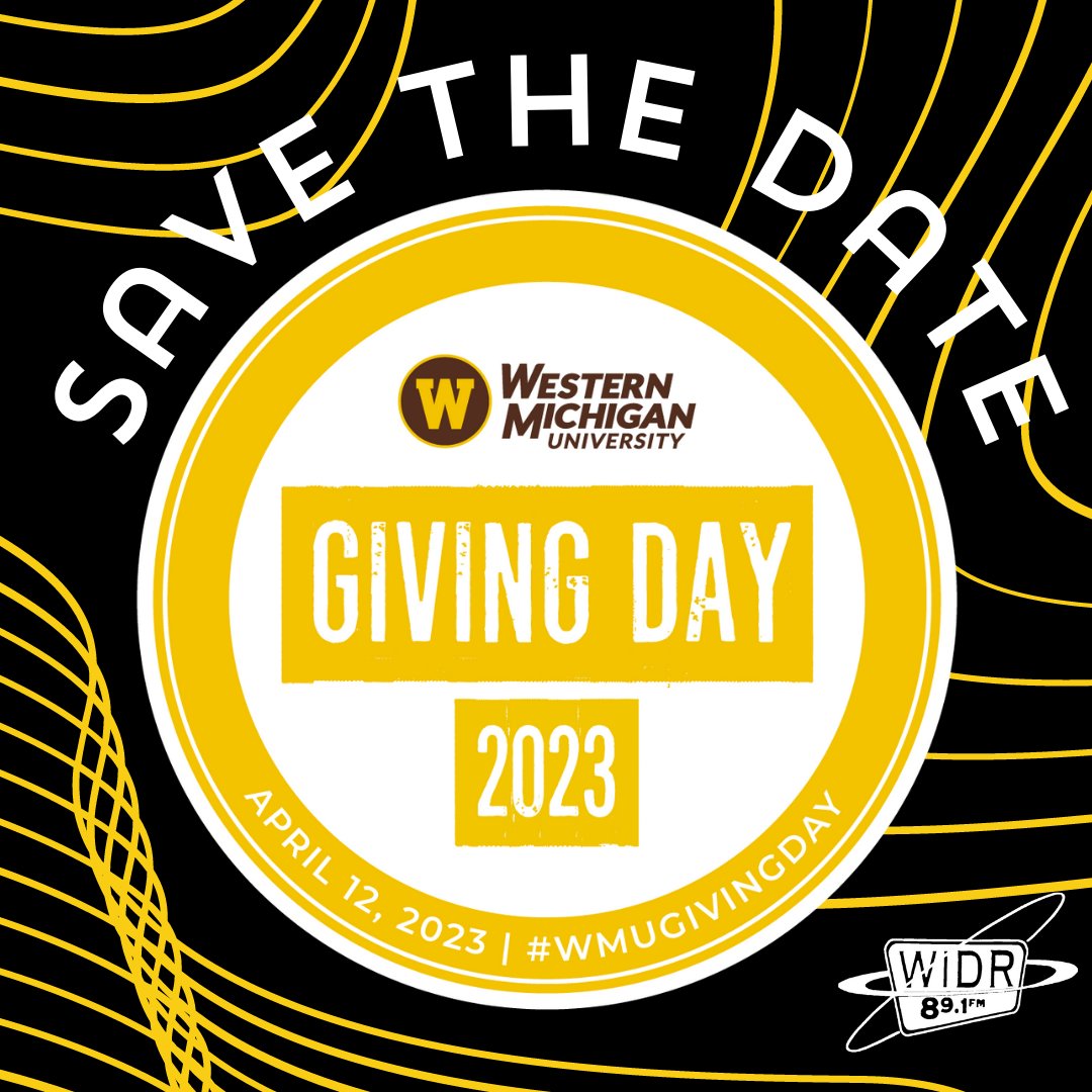 April 12th is WMU's Giving Day! This is a great day to support 89.1 WIDR FM and everything we do here. There are challenges throughout the day that give our group a chance to win additional funds with a minimum donation of $1!