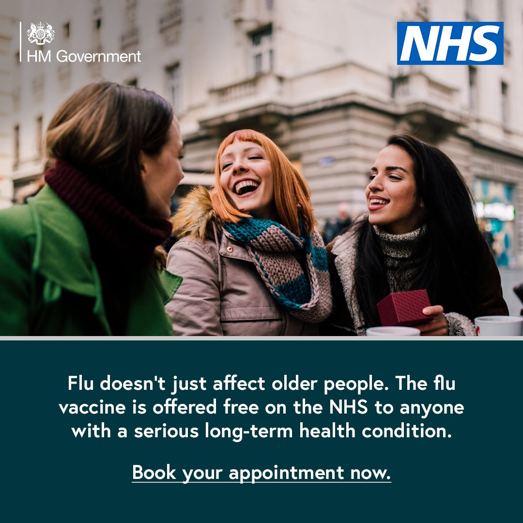 Flu doesn’t just affect older people. It can be serious, especially if you have a long-term health condition or a weakened immune system. Find out how getting vaccinated can keep you safe and book your appointment today. Info: nhs.uk/wintervaccinat…