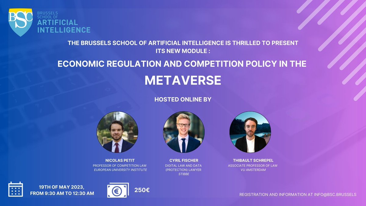 BSC_competition's tweet photo. We are excited to announce the launch of a new course about the Metaverse ! 🌐 Registrations are now open, and don't miss this opportunity to learn more about the Metaverse ! #Metaverse #online #ai #Brussels https://t.co/xBFdlEDqT0
