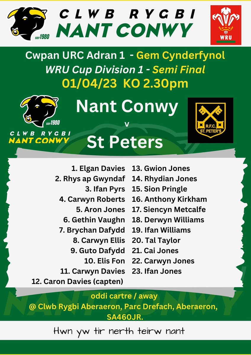 📢📢Gem cynderfynol Cwpan URC Adran 1…. Cym on Nant 💪💪👊