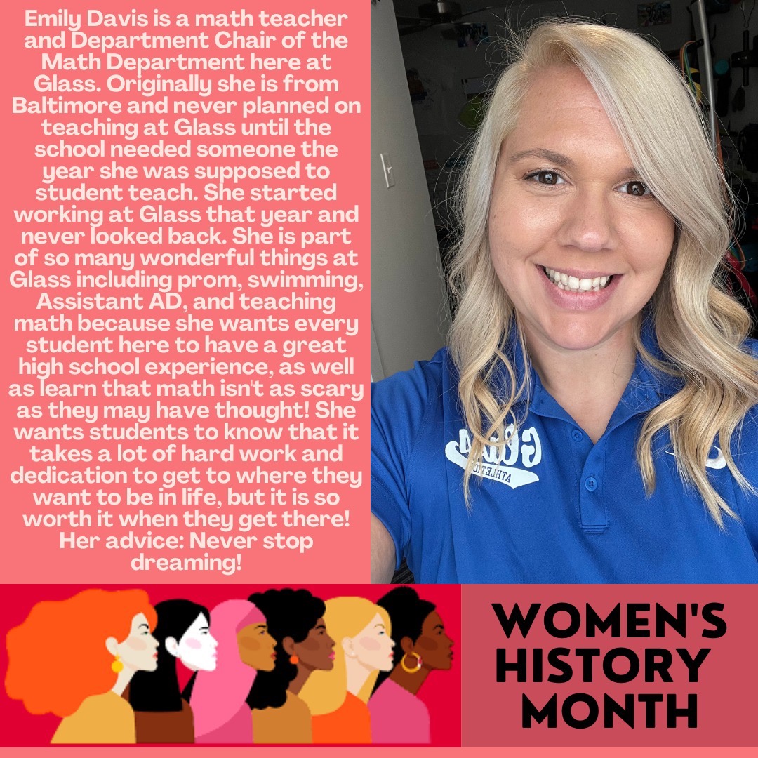 Celebrating #WomensHistoryMonth with some of the women of E. C. Glass! #hilltoppers #herstorymatters (Today also happens to be Ms. Davis’ birthday! 🥳 🎉)