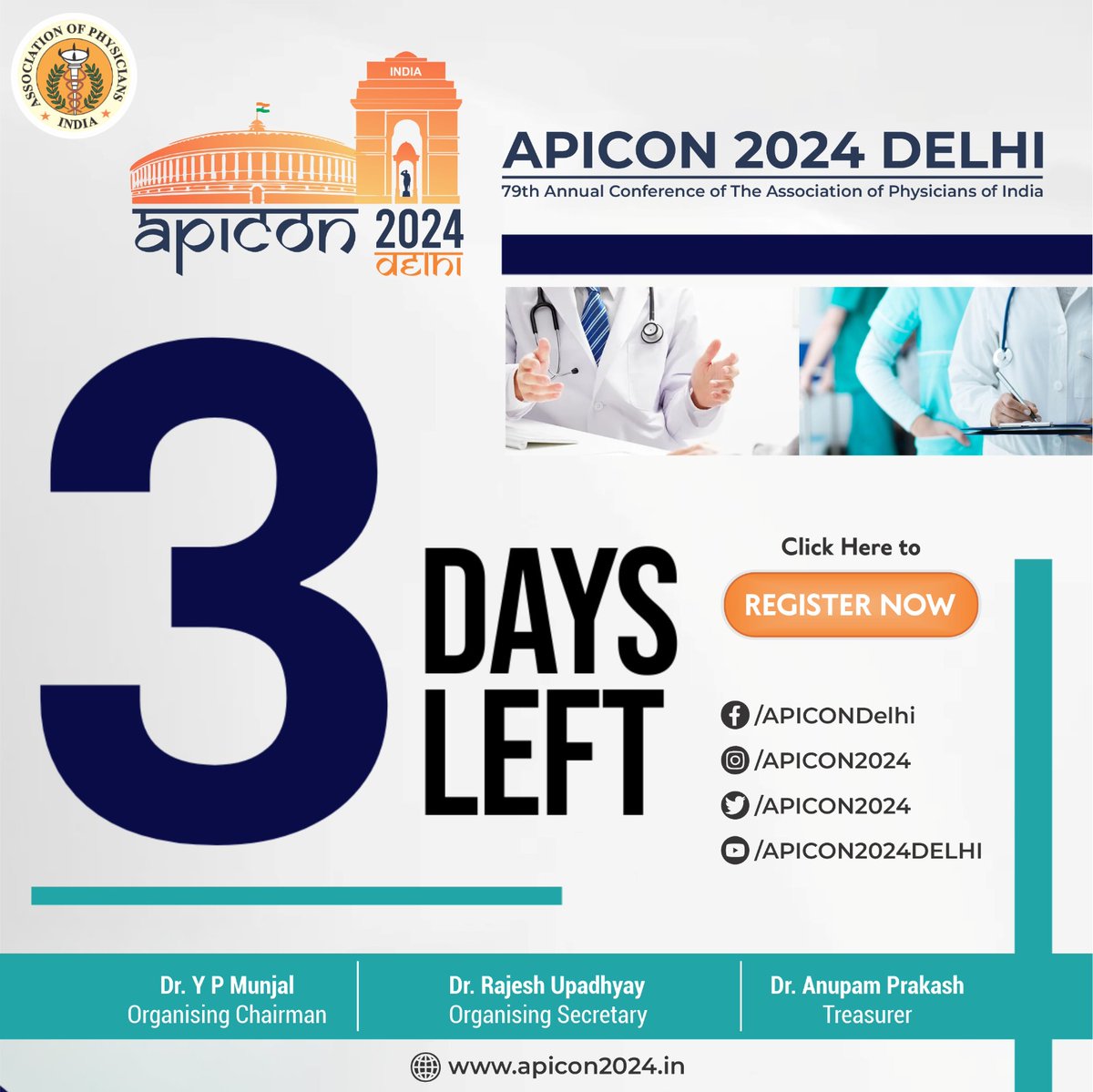 Apicon2024's tweet photo. HURRY!! 
ONLY 3 DAYS LEFT TO REGISTER IN EARLY BIRD CATEGORY
REGISTER YOURSELF FOR GRAND SCIENTIFIC MEET...
CLICK NOW AT https://t.co/3guw9FDjRO https://t.co/HFbhGWQOYo