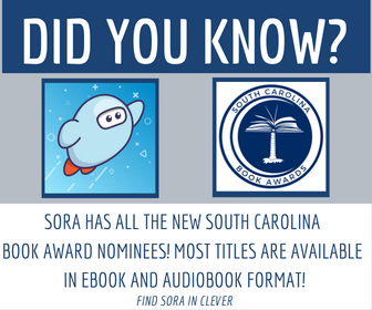 VOCALCCSD's tweet photo. Did You Know? Students can find the new 23-24 South Carolina Book Award nominees in Sora. There are new collections in Sora for all categories and most titles are available as ebooks &amp; audiobooks! @CCSDConnects @SCASLNet #CCSDLibrariesForALL #ReadCCSD https://t.co/oKGanbjGJX