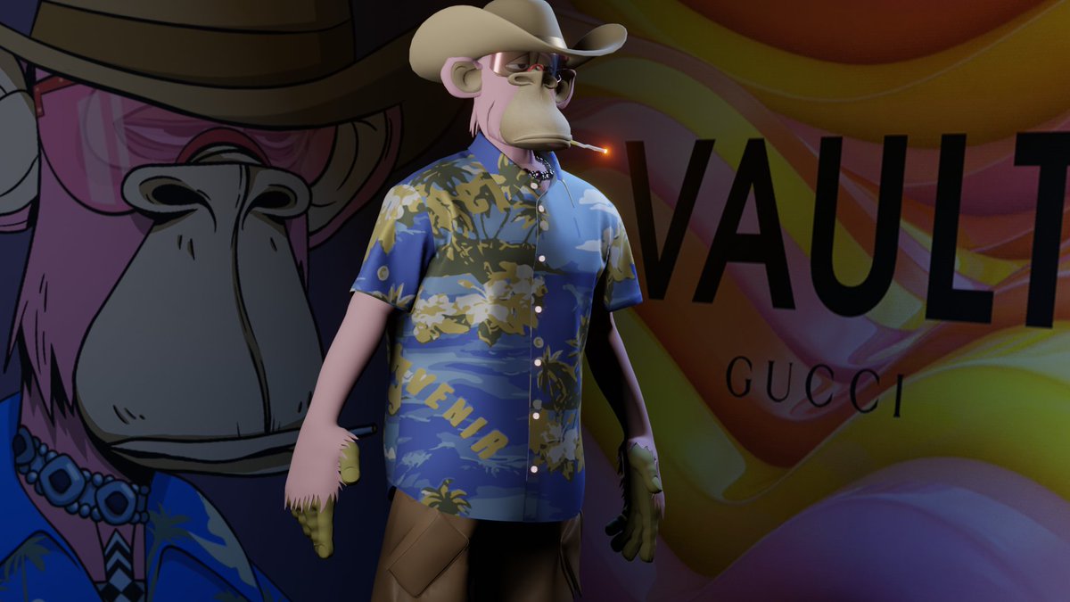 dropbear_dad's tweet photo. Been steping up this 3d building and animation game
Hope you enjoy this baby as much as I do. Time to get it animated.
Render of my Gucci Grail Ape #8447
@gucci @yugalabs @OthersideMeta @10KTFshop @10ktfGucciGrail
#nft #crypto #apes #yuga #10kft #otherside #koda #gucci #king https://t.co/PGb6Ubuaup