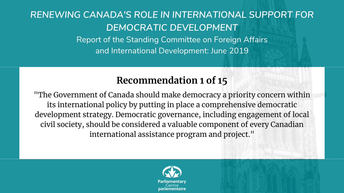 parlcent's tweet photo. Thanks @anoush_ft.  Canada needs a new strategy to support democracy and #DefendDemocracy to respond to unprecedented challenges.  The #FAEE recommended this in 2019.  #DemocracyMatters https://t.co/5nnWwHyVFU
