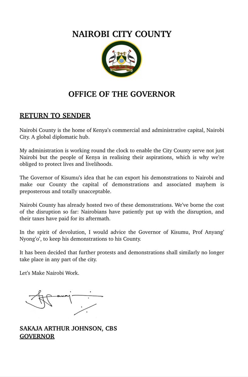 Governor Nyong’o. Kindly Return to Sender.