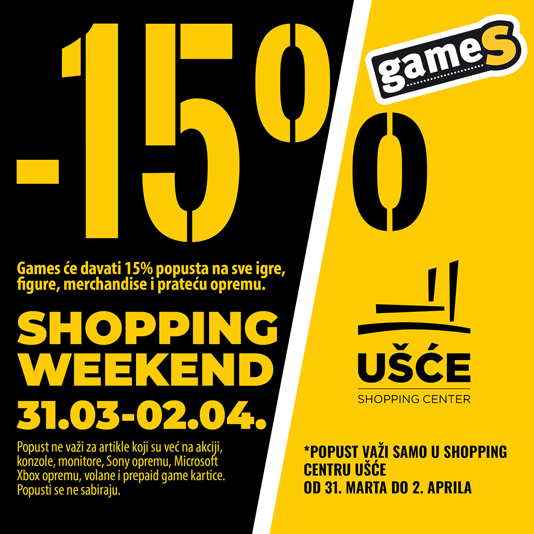 Gamesdoo's tweet photo. 🖤 GameS SHOPPING WEEKEND 💛
https://t.co/8KnoUzERCo
Od 31. marta do 02. aprila u TC Ušće u Beogradu ostvari 15% popusta na sve igre, figure, merch i prateću opremu!
#GameS #GameSdoo #akcija #ShoppingWeekend #Ušće #TCUšće #prodaja #cena #Srbija https://t.co/XiZjBNlAuQ