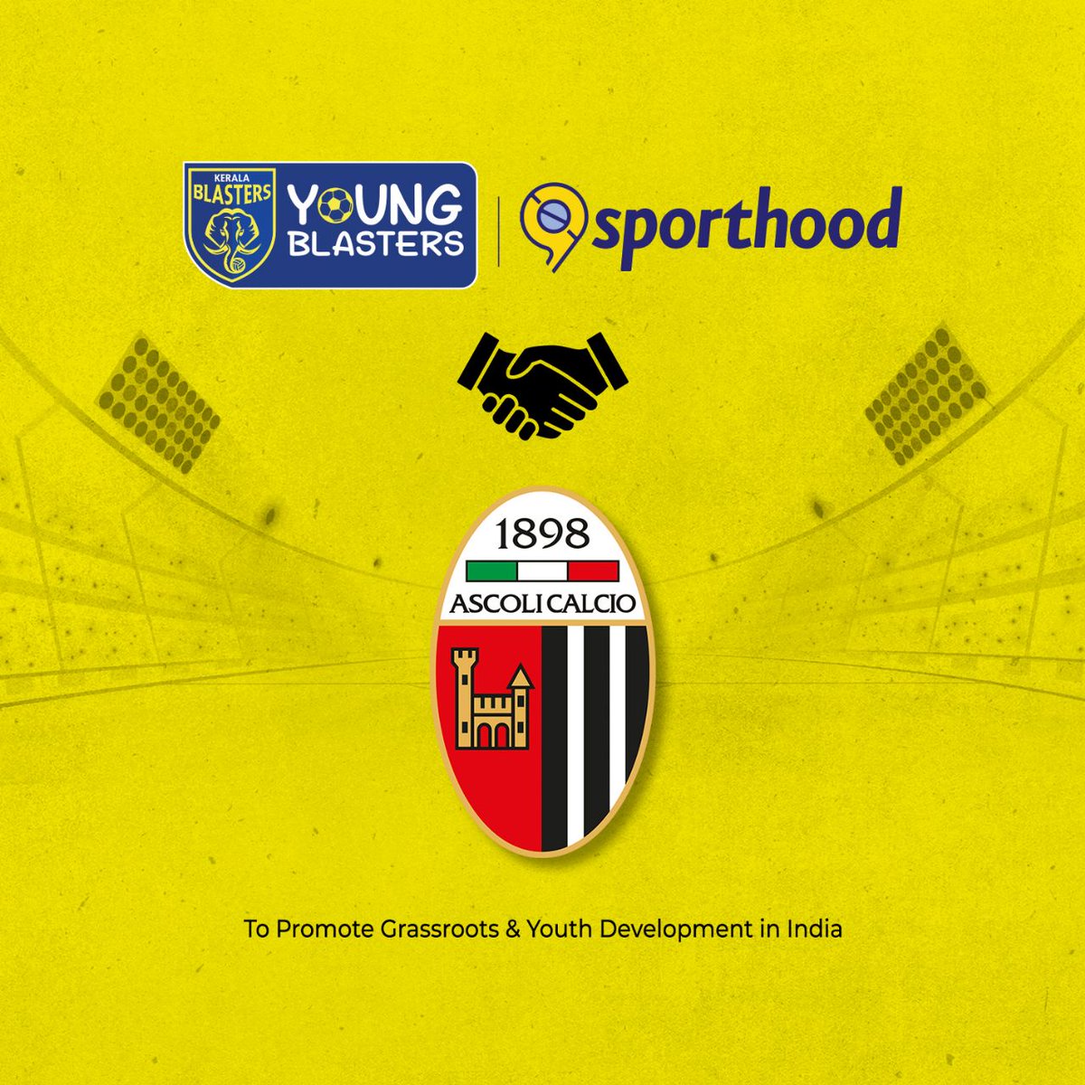 KeralaBlasters's tweet image. We are proud to announce that @KBYoungBlasters @Sporthood_in Academy is joining hands with Ascoli FC, which will provide young footballers within the YBSA network access to world-class coaching and development facilities available in Italy.
#ഒന്നായിപോരാടാം #KeralaBlasters