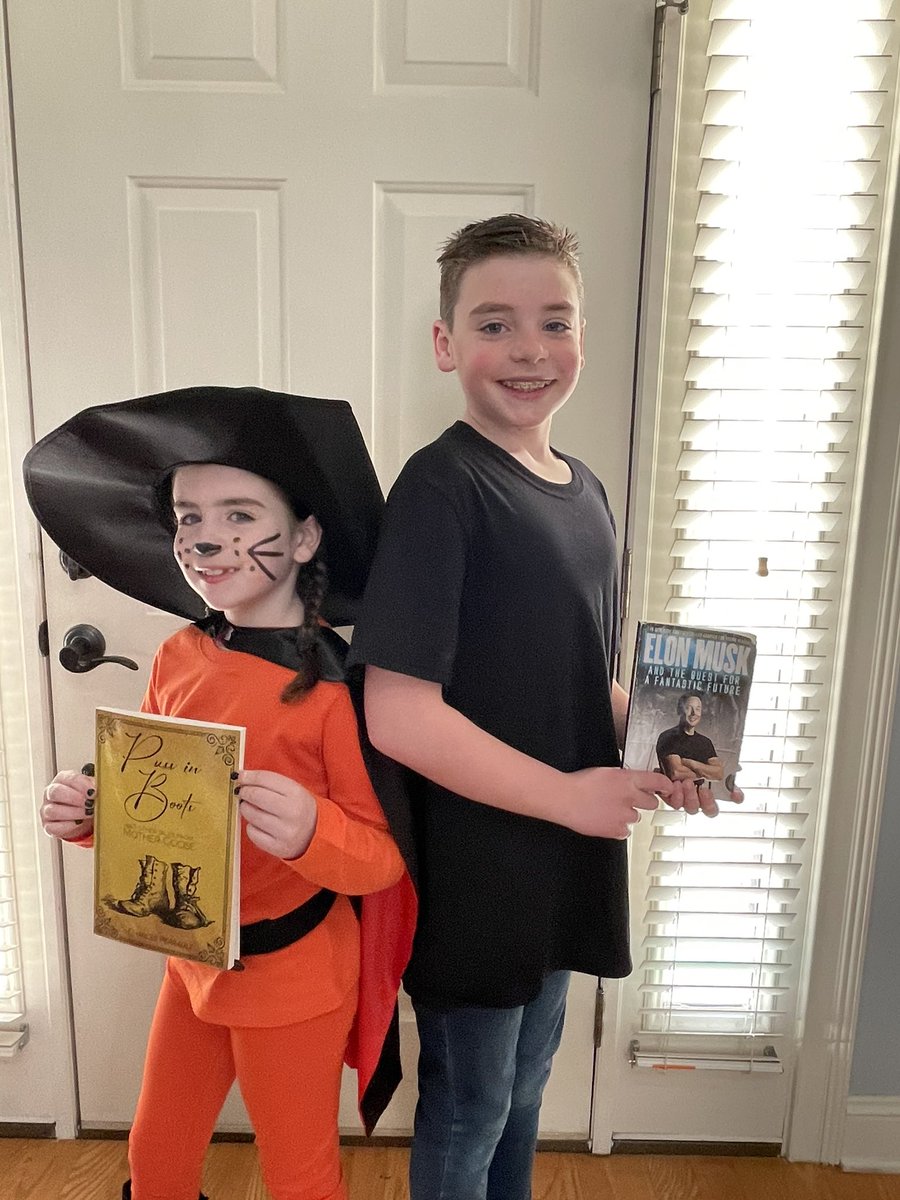 Puss in Boots and Elon Musk this year. We love the book character parade <a href="/BriarwoodES/">Briarwood Elementary</a> <a href="/gentry_nickie/">Nickie Gentry</a> <a href="/AndersonsAurors/">Sarah Anderson</a>