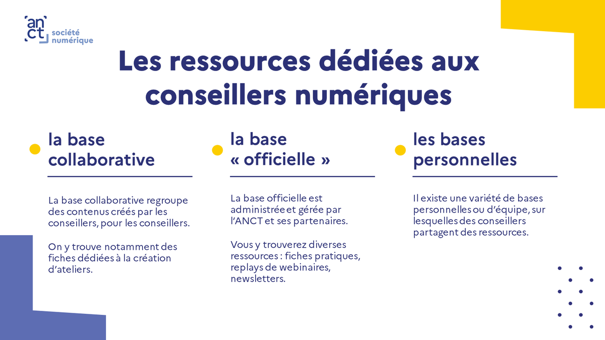 MissionSoNum's tweet image. 📌 Retrouvez sur La Base de nombreuses ressources à destination des médiateurs numériques.

💾 Fiches pratiques, trames d’ateliers… La Base recèle de contenus divers créés par l’ANCT, ses partenaires et les médiateurs numériques !

👉 Visitez La Base : labase.anct.gouv.fr/recherche