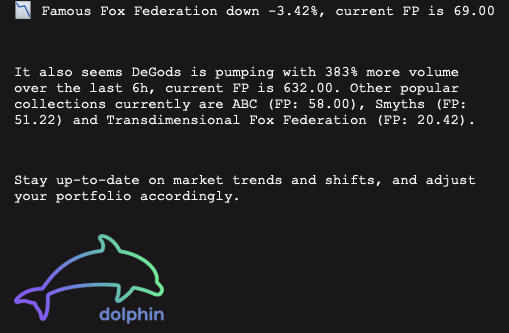 OMG, <a href="/FamousFoxFed/">Famous Fox Federation 🦊🟠</a> FP is down -3.42% to "only" 69.00!!!

🤣

Anyway, love the daily email updates, <a href="/GetDolphin/">Project Dolphin</a>.