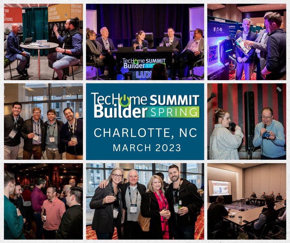 More than 100 tech leaders from single-family builders and multifamily companies joined 82 leading tech company sponsors at the TecHome Builder Summit Spring 2023, March 13-15 in Charlotte, NC. 

Read press release: loom.ly/HHb_-Wg
View Photos: bit.ly/THBS23-event-p…