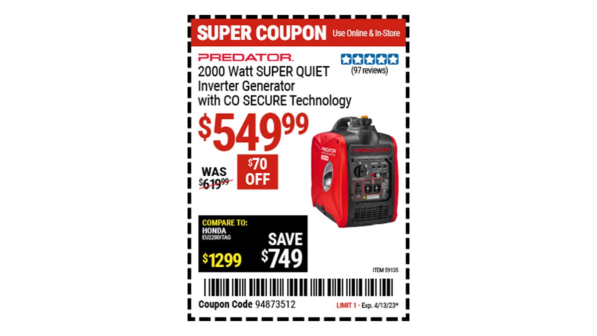 Harbor Freight on Twitter "Buy the PREDATOR 2000 Watt Super Quiet