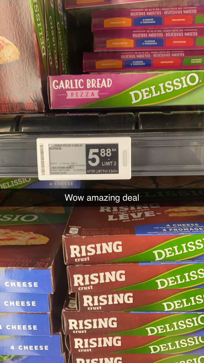 techieseb's tweet photo. Loblaws is being really greedy… oh wow this is a great deal! Limit of 2 for saving 6c!! Also saw a falafel kit in the deli marked 30% off with the BB date of today. Should be at least 50% off but now it goes in the garbage tonight… #loblaws #greed #inflation #Superstore https://t.co/dce6vvYQlR