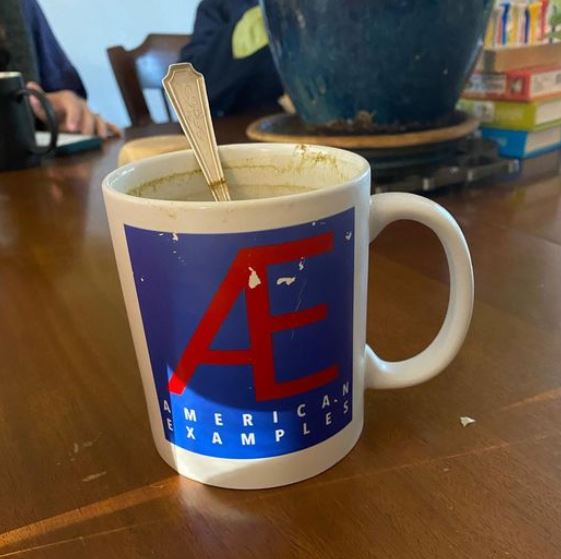 StudyReligion's tweet photo. We poached a pic from Prof. @MichaelJAltman -- his first gen AE mug is all fired up and ready for the 2023 cohort's first visit to campus for this weekend's research workshop. #AmericanExamples @HLuceFdn https://t.co/YNSkuWGhwi