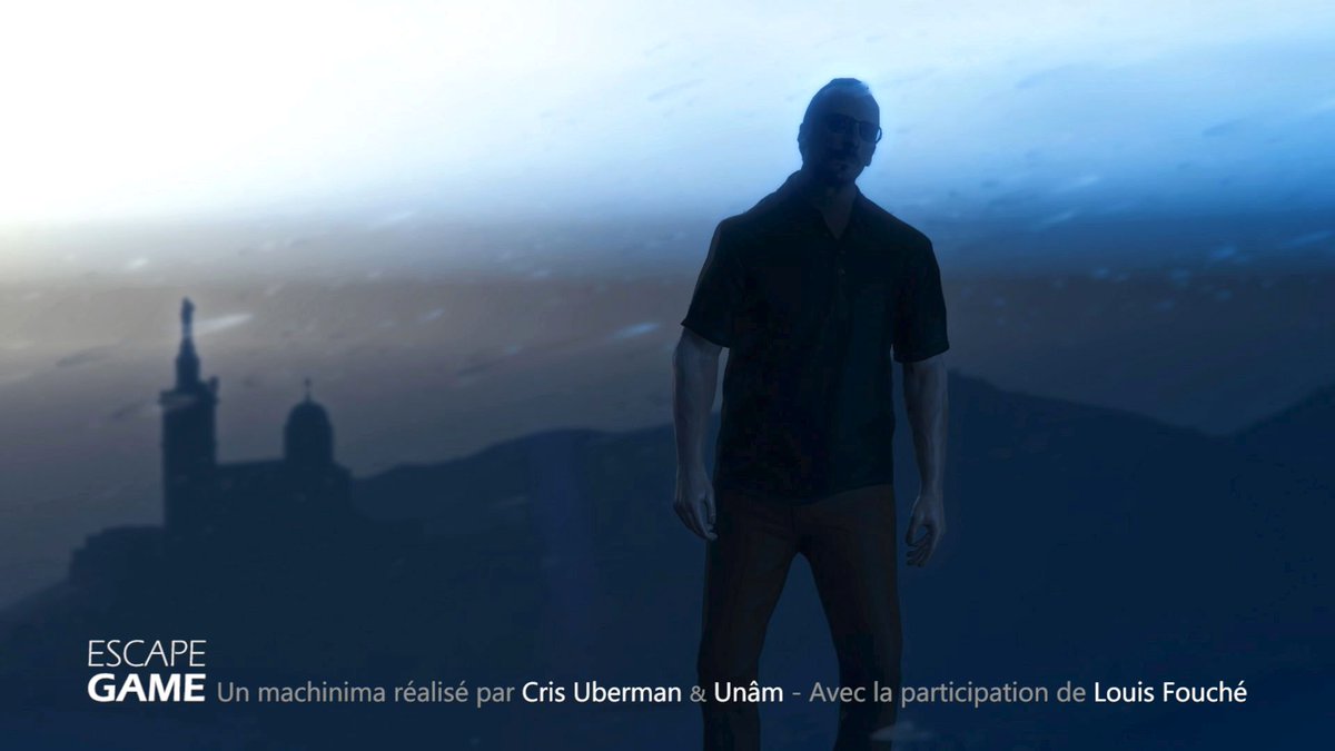 CrisUberman's tweet photo. Le film #EscapeGame vise à illustrer le lien entre l'illusion et le double, à montrer que la structure fondamentale de l'illusion n'est autre que la structure paradoxale du double. (Clément Rosset, "Le réel et son double") #machinima #GTAV #GTA5 #experimental #Videogame #modding https://t.co/FCD0COrIBR