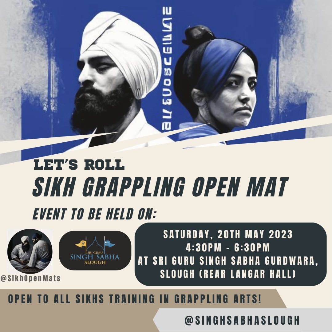 SikhOpenMats's tweet photo. WJKK WJKF 

Get ready to roll!🥋 We're thrilled to invite the Sikh community of Slough, UK to a Sikh Open Mat.

Don’t miss out on the first event in Slough. Follow @SikhOpenMats on Instagram for updates 🙏🏽 

Akaal Sahai
SikhOpenMats

WJKK WJKF https://t.co/rLgGH5KEGi