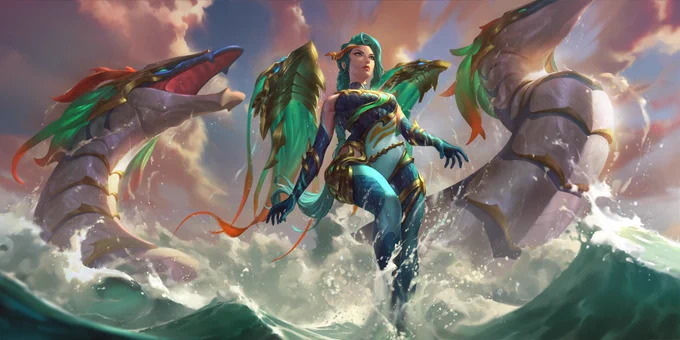 Lagoon Dragon Kai'Sa lvl 2: Kai'Sa burst from the waves with the Lagoon Dragon's blessing, and with total clarity of purpose. With this newfound strength, she would fight tirelessly against the oncoming evil--and she knew beyond all doubt that her courage 1/2 