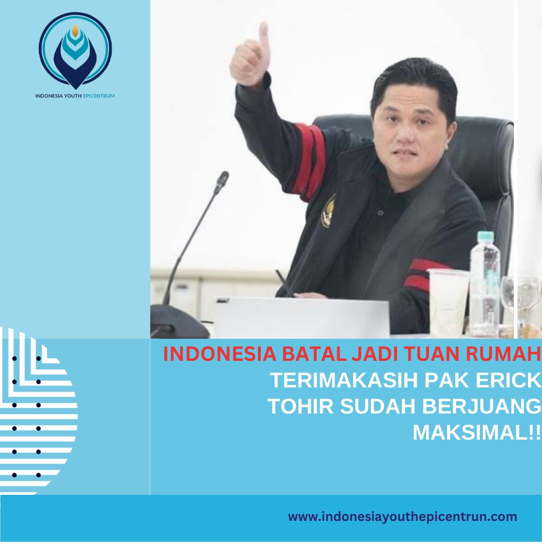 IYepicentrum's tweet photo. GAGAL!!!

Indonesia dicoret sebagai partisipan, sementara Israel tetap bermain di Piala Dunia U-20

Terimakasih pak Erick Tohir sudah berjuang maksimal sampai negosiasi ke FIFA.
Kami bangga

#ErickTohir #PS2Trailer #FIFA #Sismo #PSSI https://t.co/K9cRuXXcJX