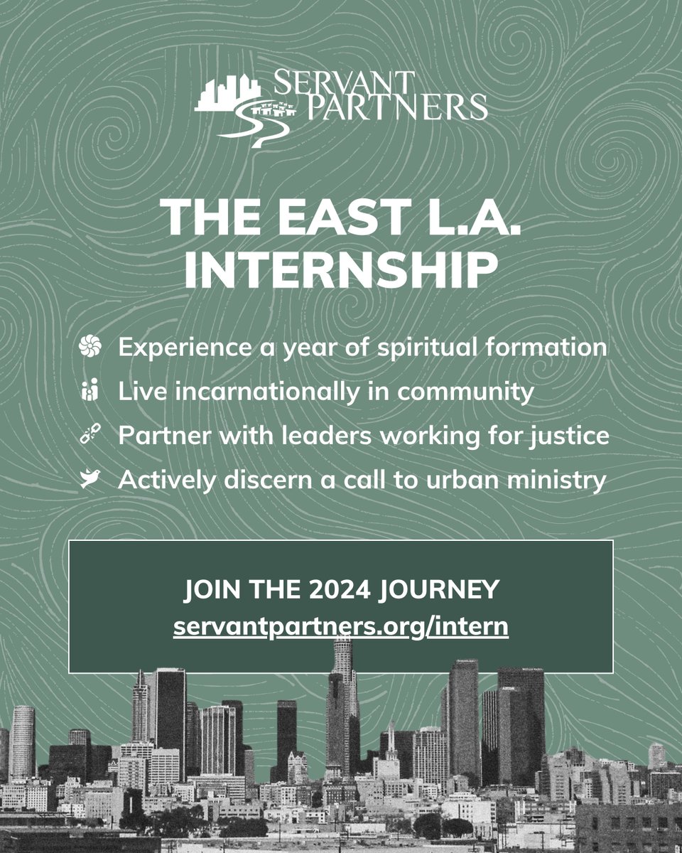 Learn urban ministry as being, not doing. The 2024 East LA internship equips disciples to actively love the poor through communal and experiential discipleship. Apply by June 1, 2023 (Deadline extension)! 
servantpartners.org/intern