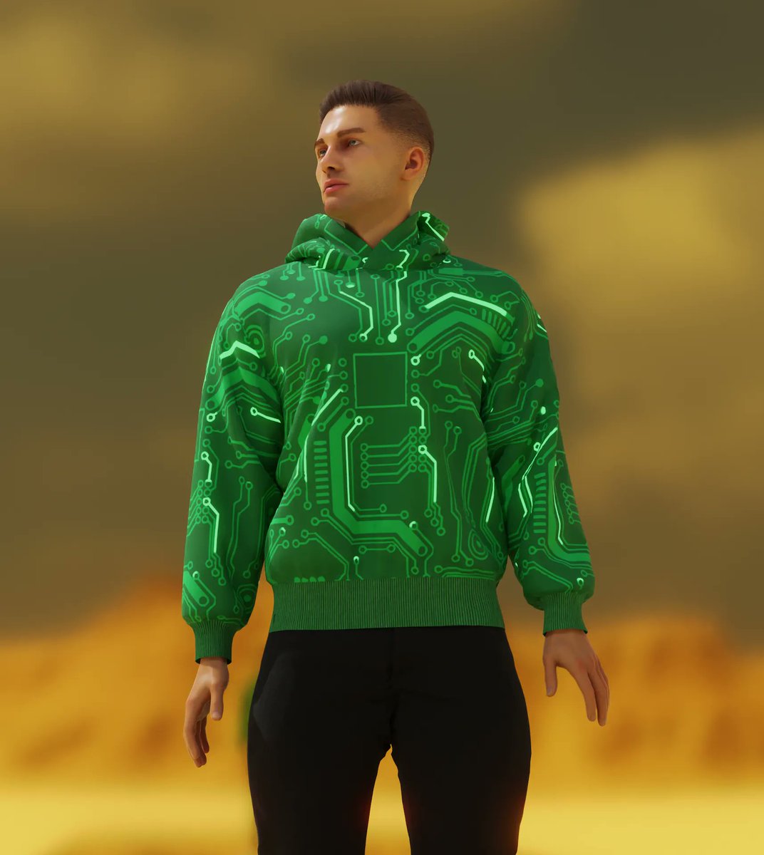 ITSMARTINAPPELT's tweet photo. Our virtual model David is wearing our signature mohawk button hoodie in the style: circuit, out of my upcoming NFT collection with @unitedcrowd_com

Our private sale already started, become a part of the project with the link below:

https://t.co/1cL34Fjvpq 

#metaverse https://t.co/lG20SWmO1q