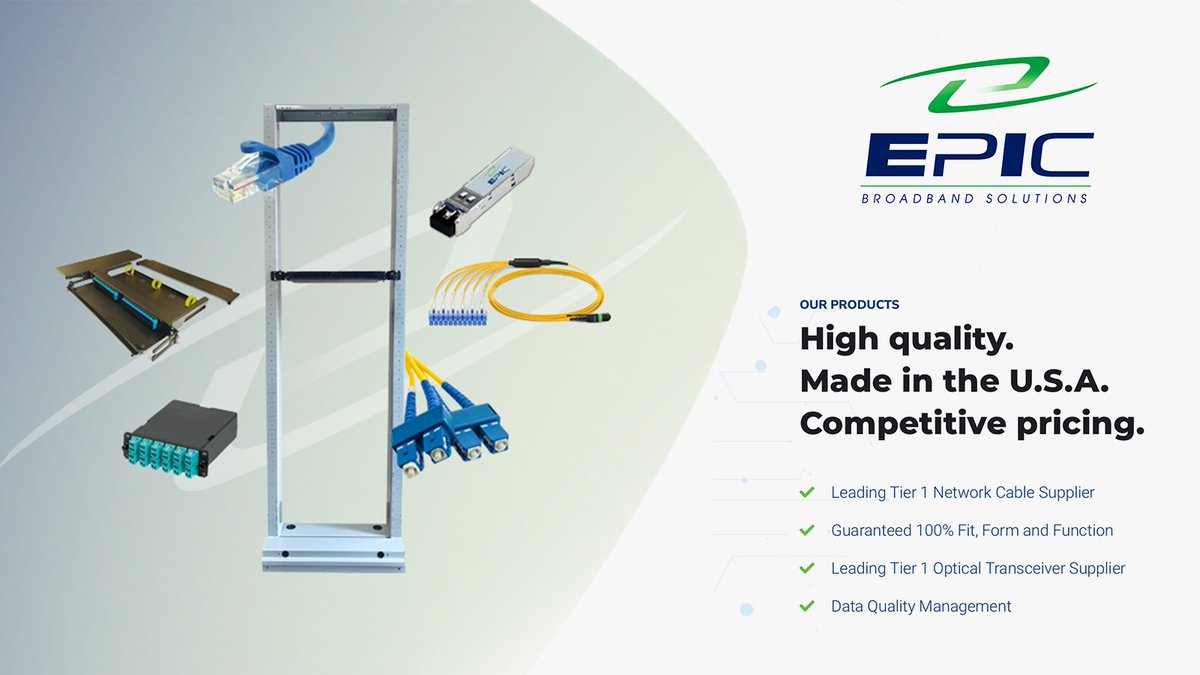 epicbbs's tweet photo. No broadband application requirement is too simple or complex for an EPIC solution! The high-quality, tier 1 line of products from @epicbbs are in stock and ready to meet the specific demands of your application.

Contact: https://t.co/g6gTGGZ6ku

#FiberOptics #OpticalTransceiver https://t.co/tAnw6wNwd1