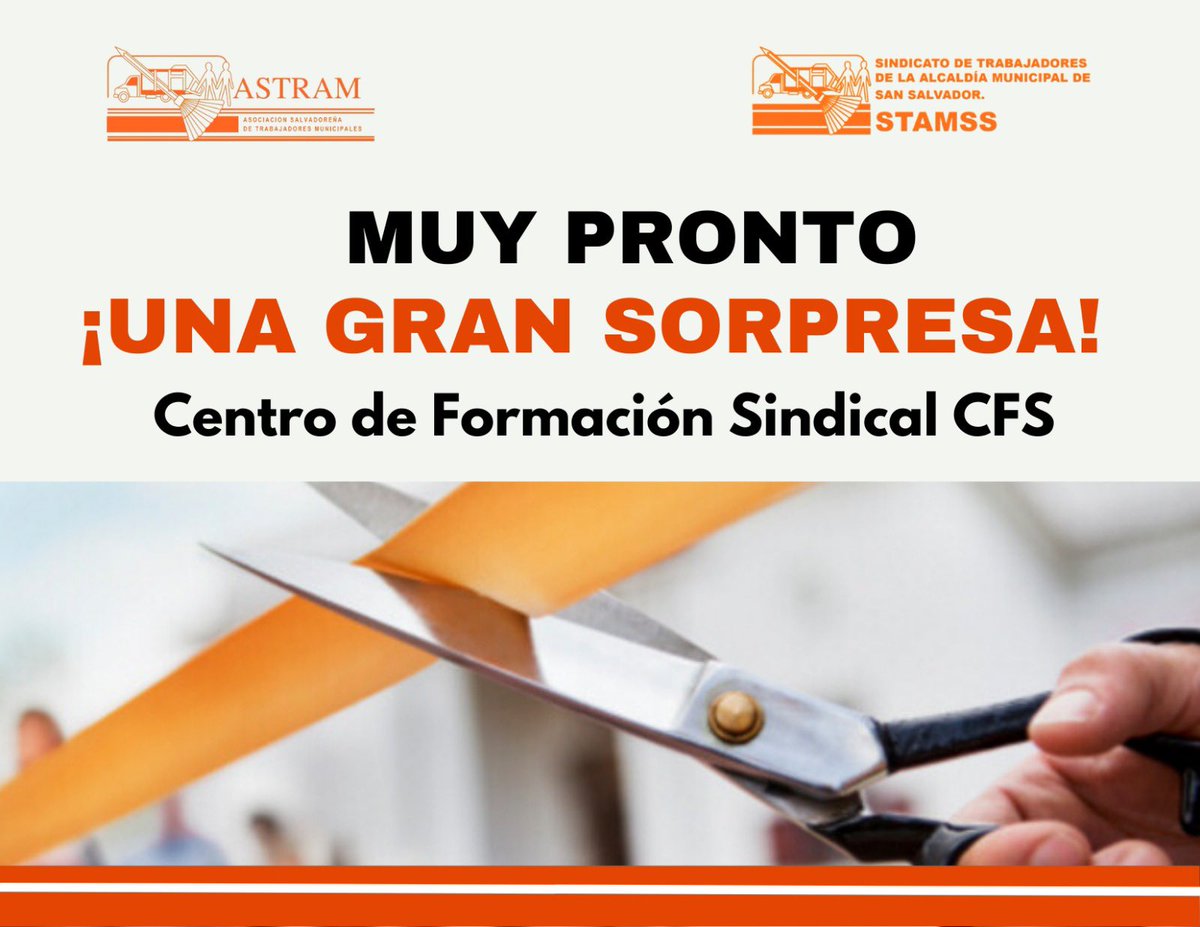 ¡¡MUY PRONTO!!

Grandes noticias para el movimiento sindical en El Salvador. Centro de Formación Sindical Salvadoreña🇸🇻.

#FormacionSindical
#EscuelaSindical