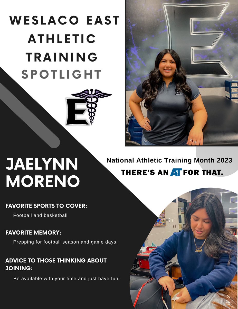 ⚪️STUDENT TRAINER SHOUTOUT!⚪️

Our seventh shoutout goes to Miss Jaelynn Moreno! She's a Junior and she joined our program this year. Thank you Jae, for your willingness to care for others and for your continuous support to our Wildcat Athletics!

#NATM2023
#TheresAnATForThat