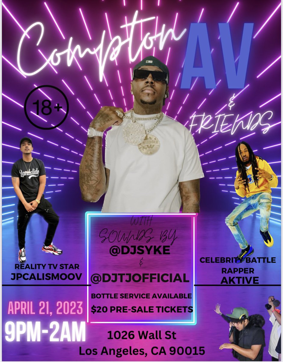 CaliSmoov4Life's tweet photo. Artist looking to open up major show DTLA for #ComptonAV &amp; more dm me📥 Looking for bottle service, hosting slots ect going fast💨 https://t.co/kTpyIRD5IF