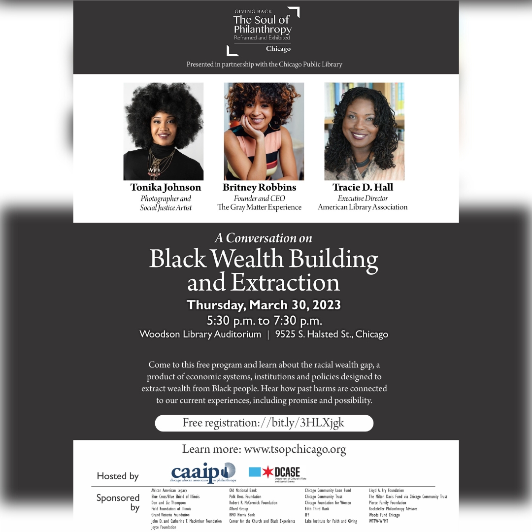 Join us tomorrow for Black Wealth Building and Extraction, where will connect past harms to our recent experiences, including promise and possibility.

Register for this event at bit.ly/3HLXjgk