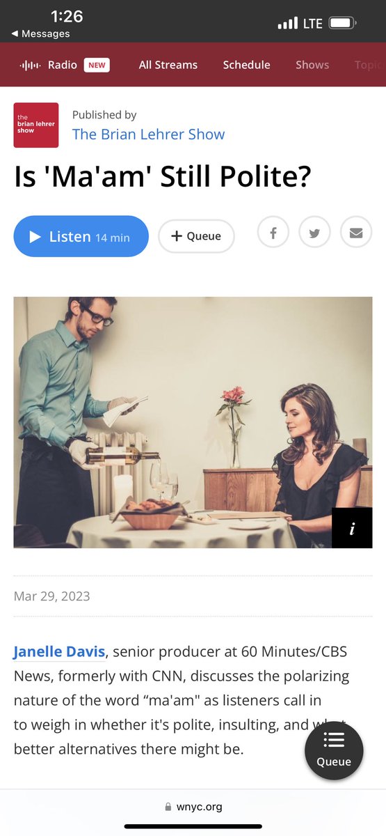 JanellennnDavis's tweet photo. Today, I made my radio debut. Thanks @WNYC and @BrianLehrer for inviting me on the show to talk about “ma’am.” 

These four letters and one apostrophe really stirred up an interesting debate: 
https://t.co/hg0he1qYfb https://t.co/U7OhOgkGY8