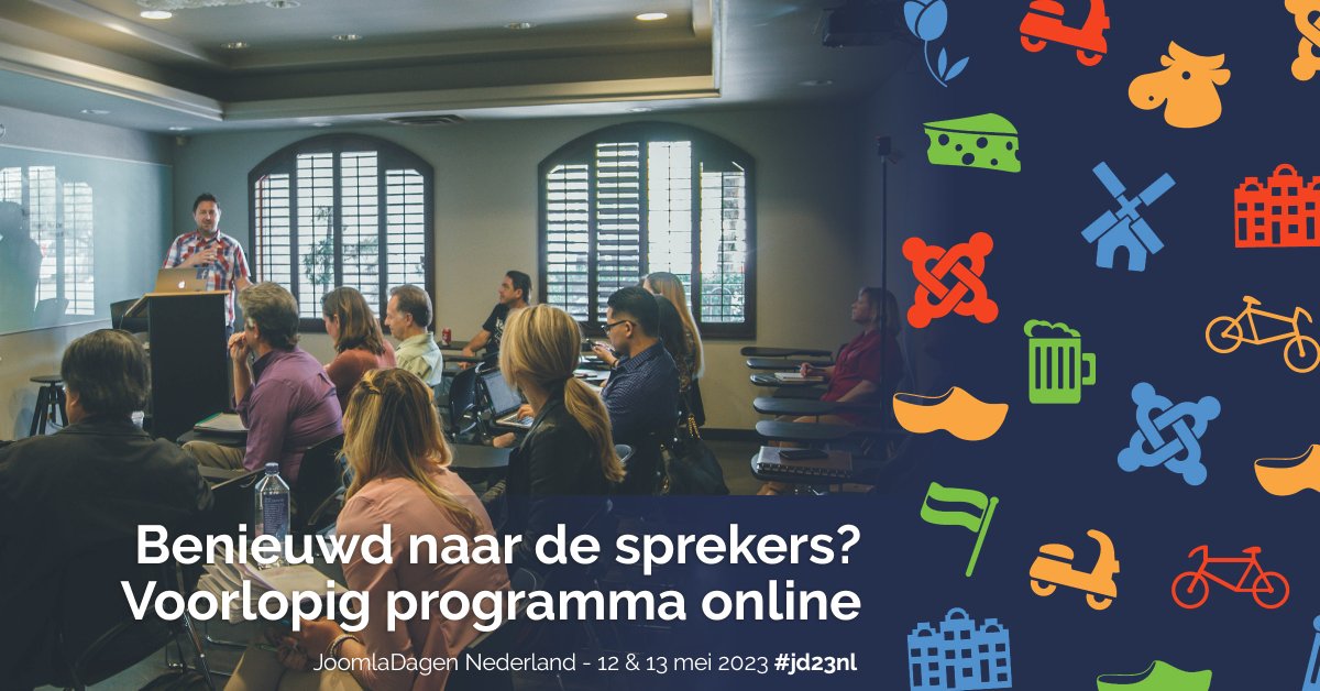 Het voorlopige programma van de JoomlaDagen is bekend! Met presentaties op verschillende niveaus zit er altijd wat interessants voor jou bij. 
#Joomla #JoomlaDagen #JD23NL #WebDevelopment
joomladagen.nl/programma