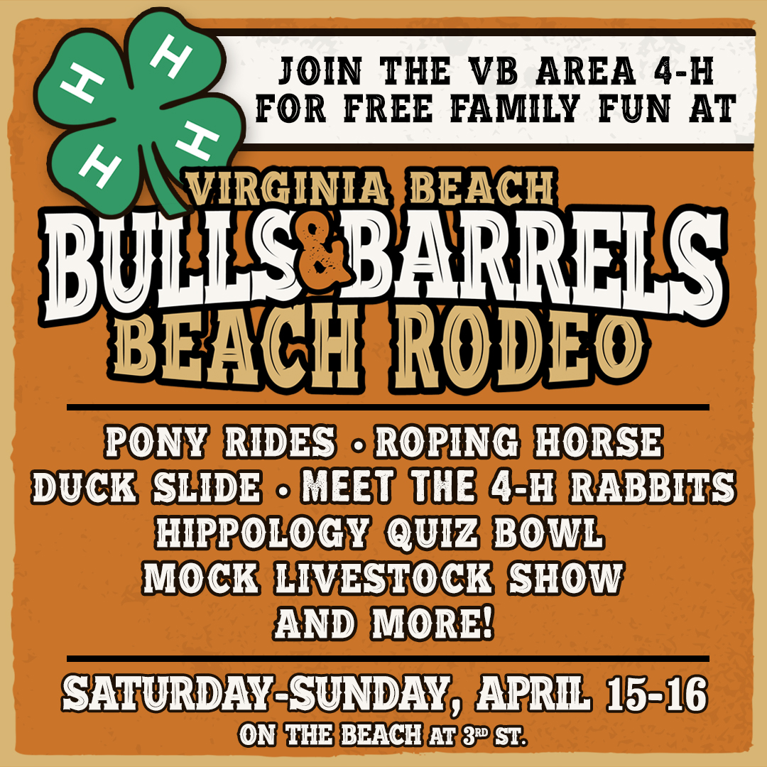 beacheventsvb (@beacheventsvb) on Twitter photo Coming to the first ever VA Beach Bulls and Barrels Beach Rodeo? Make a day of it! Join local area 4-H groups for pony rides, roping horse, duck slide, hippology quiz bowl, mock livestock show, and more! Visit bit.ly/40owZ3X for a full schedule of events! Coming to the first ever VA Beach Bulls and Barrels Beach Rodeo? Make a day of it! Join local area 4-H groups for pony rides, roping horse, duck slide, hippology quiz bowl, mock livestock show, and more! Visit bit.ly/40owZ3X for a full schedule of events!