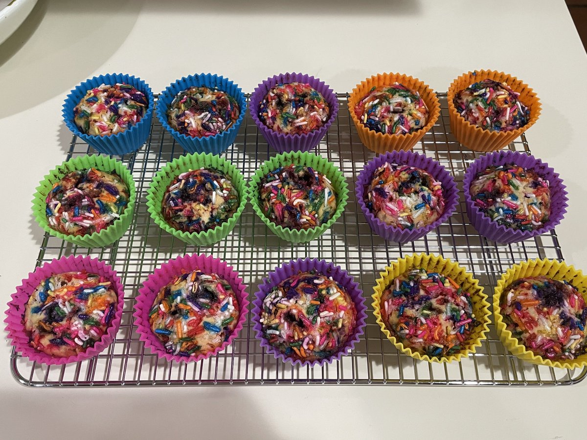 AnaMSantana78's tweet photo. Just made sprinkles birthday cake muffins. Hopefully they taste better than they look.#weirdlooking https://t.co/oOXULPcZO6