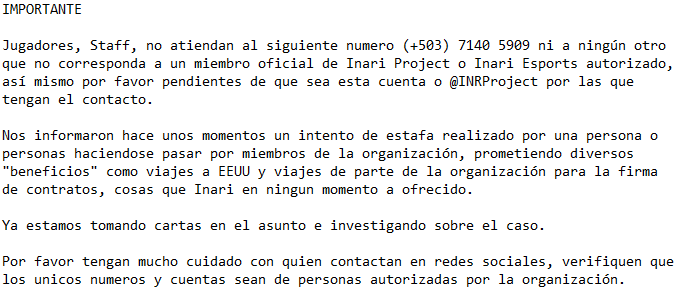 WeAreInari's tweet photo. ⚠️IMPORTANTE⚠️

Cuentas oficiales del equipo:

Twitter: @INRProject  @WeAreInari 
Facebook: https://t.co/FlYoan5d86 https://t.co/4maeX3Yv68
Instagram: @INRProject.SV @WeAreInari.SV
Whatsapp: +503 7954 2977 https://t.co/7OOgFsBDuB
