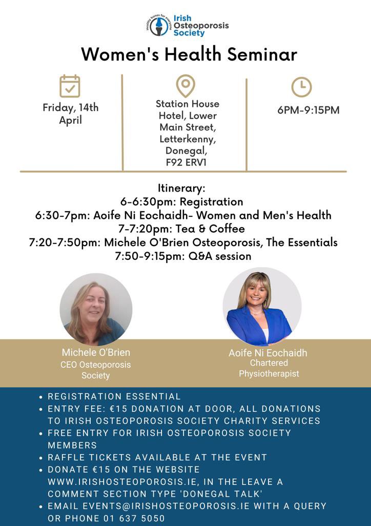 I am delighted to be invited to speak at this event! Thank you <a href="/IrishOsteo/">Irish Osteo Society</a> Ladies in the North this might be of interest to you! All details irishosteoporosis.ie