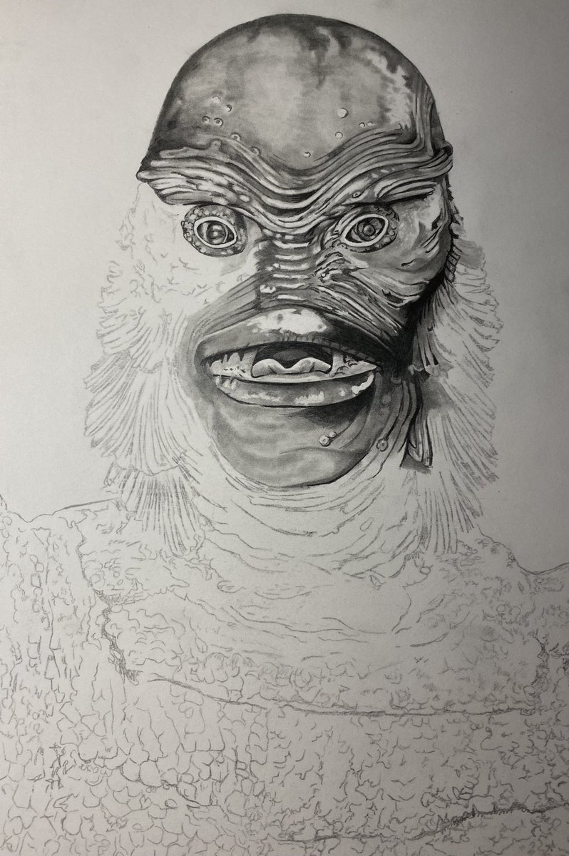 Decided to back and redo an old one from 2012 that I think I can do better….The Creature from the Black Lagoon…..progress so far -better or worse #universalmonsters #thecreaturefromtheblqcklagoon #gillman