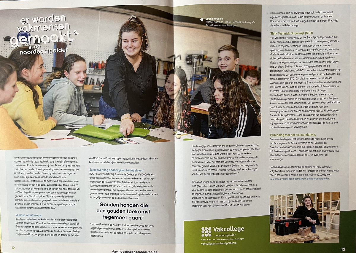 Hoe leuk is dit 😀 Vandaag een gratis magazine bij De Noordoostpolder en wij staan erin 🎉 Je maakt ‘t op het Vakcollege Noordoostpolder! 👊🏻 #gemaaktindenoordoostpolder