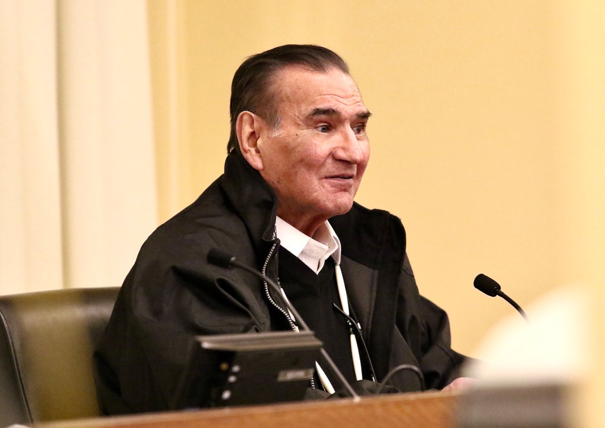YouthHockeyHub's tweet photo. "Every one of our students is educated by the time they graduate about the recognition and responsibility that (the) knowledge will be carried forward with that honor of being a Warroad Warrior. 

- Henry Boucha during today's committee hearing https://t.co/FXrbROh8cz