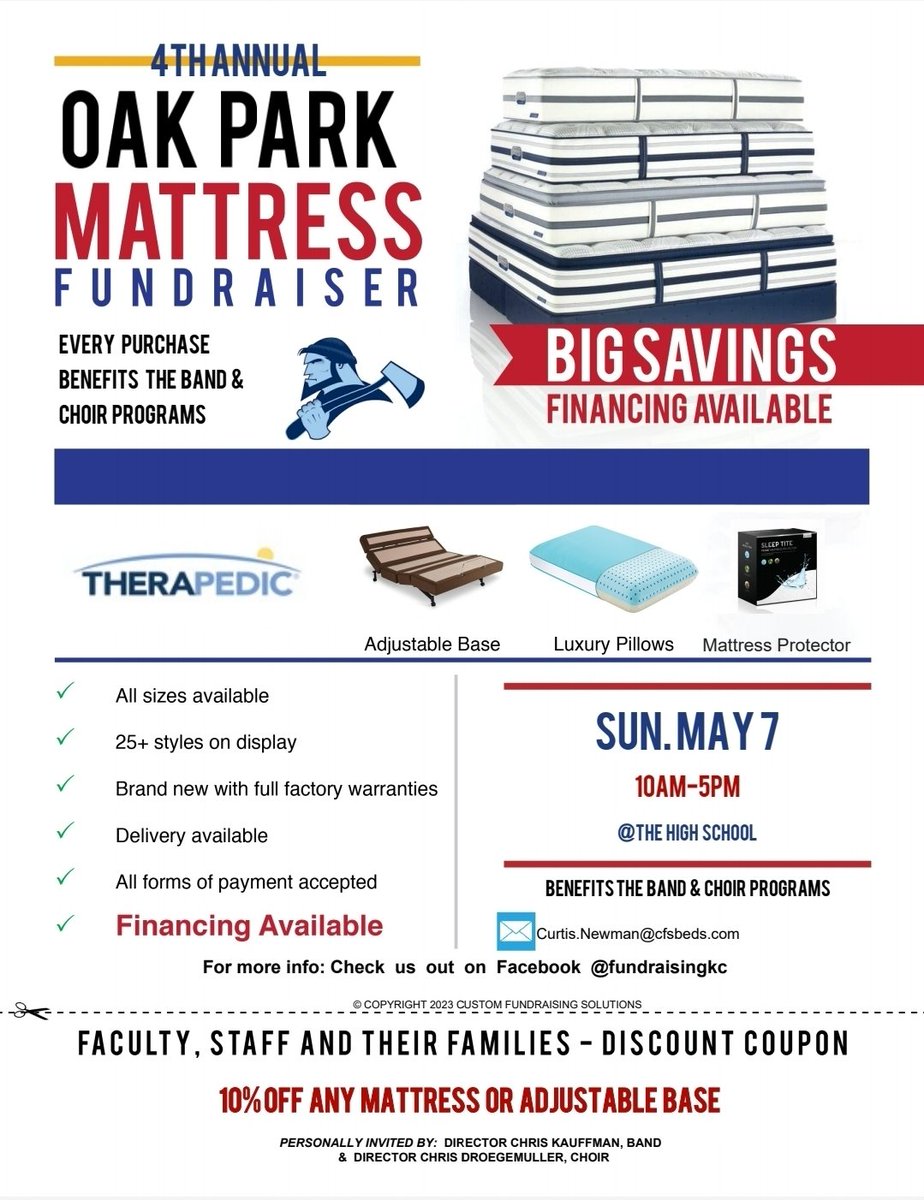 Support the Oak Park Band &amp; Choir Mattress Fundraiser