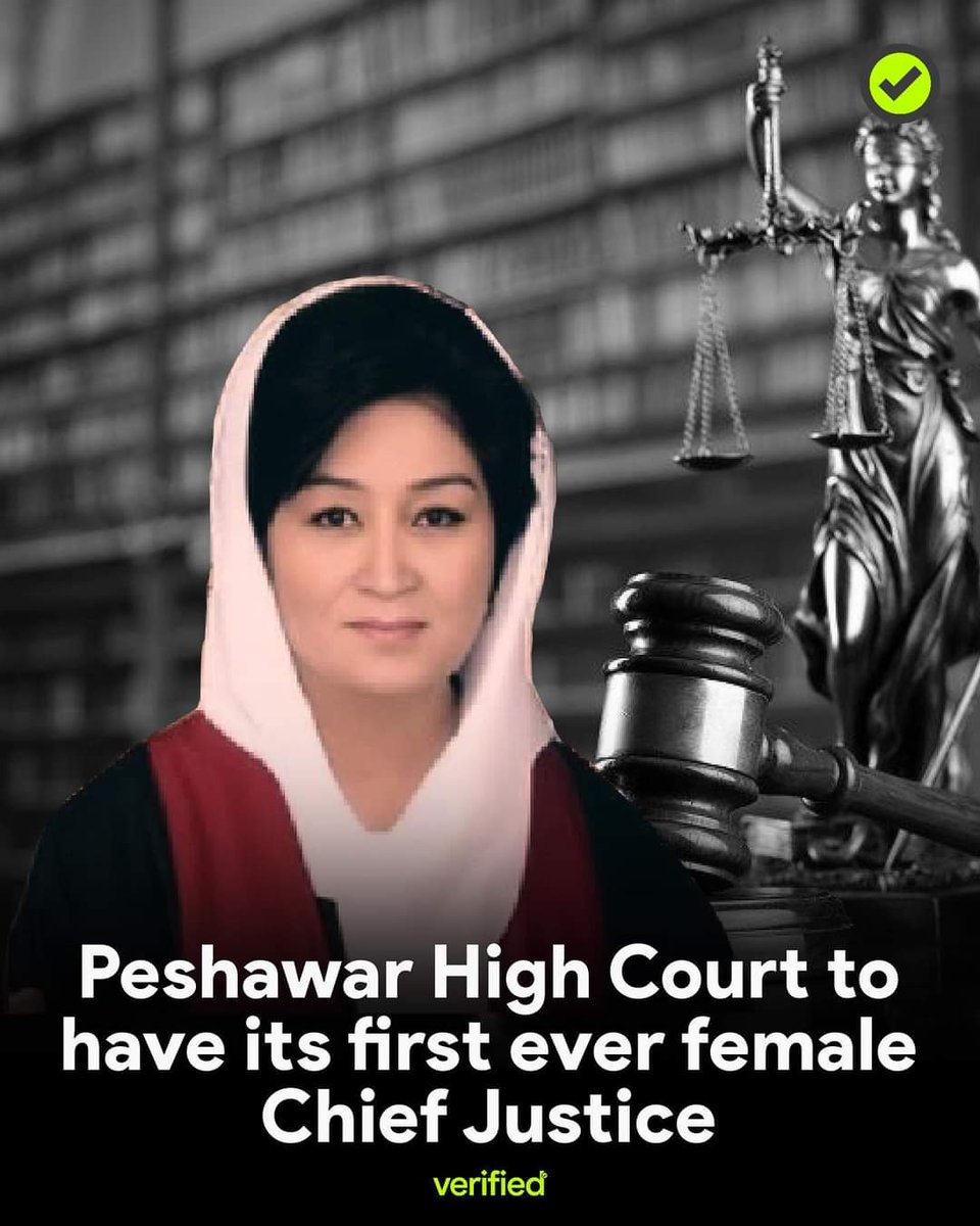 TVLonX's tweet photo. Justice Musarrat Hilali will become the first female chief justice of the Peshawar High Court on April 1 after the retirement of current CJ Qaiser Rasheed.
She would be the second female who would take charge as the CJ of a high court after Justice Tahira Safdar, who served as Chief Justice of the Balochistan High Court.
#TheVerified