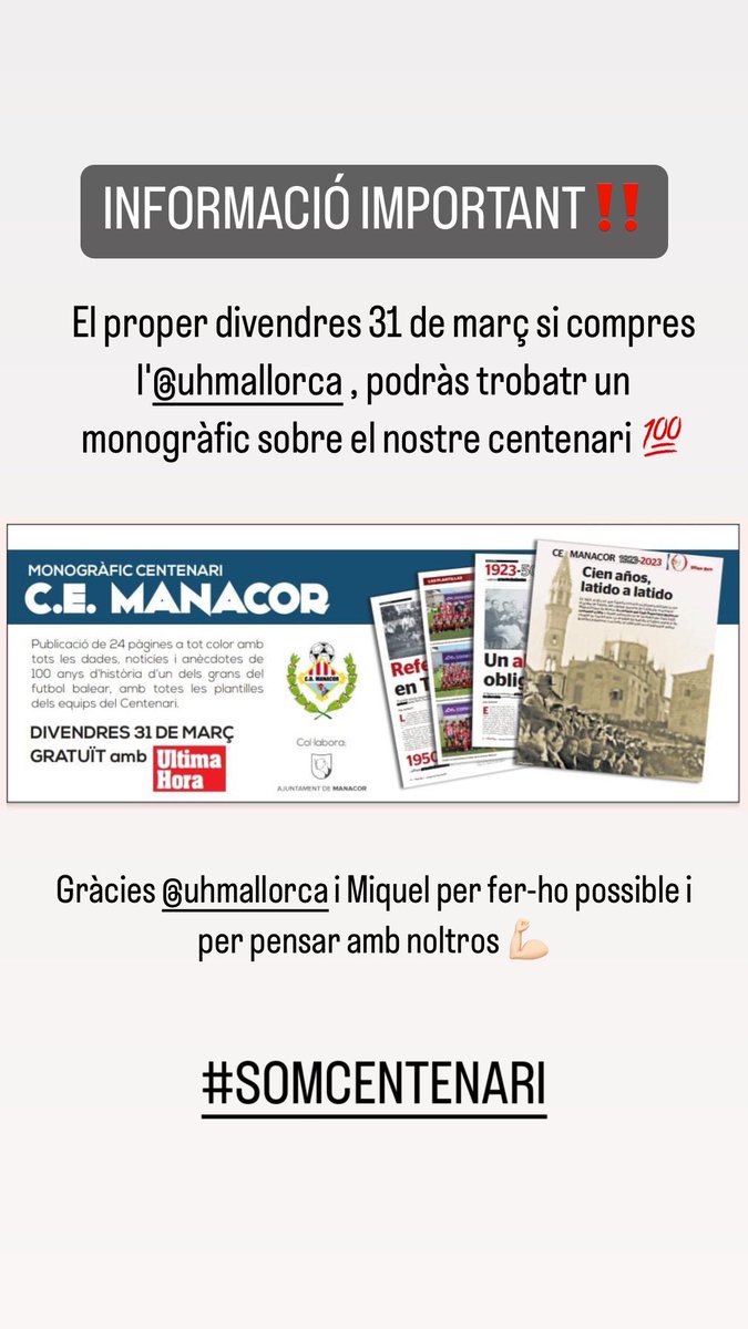 cemanacor's tweet photo. #SOMCENTENARI 💯 https://t.co/MN823CHNEK