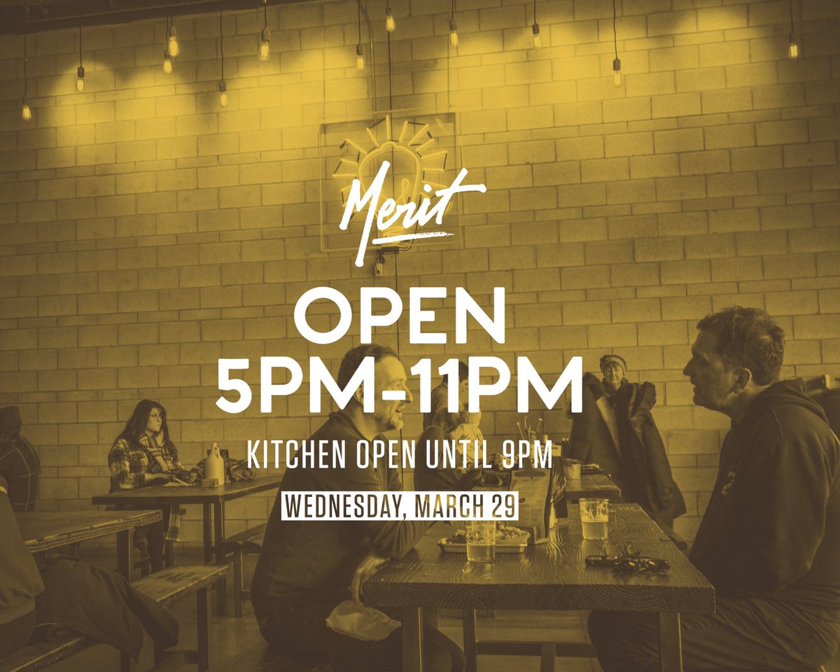 ✨LATE OPEN✨
MERIT will be open 5pm-11pm today (March 29) with the kitchen open ‘til 9pm! 

We’ll be back at it on Thursday at our regular hours: 12pm-11pm, kitchen ‘til 9pm!

#MERITBrewing #HamOnt #openlate #hours #wednesday