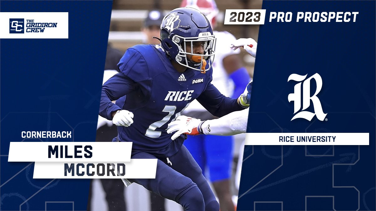 ⚠️ Attention Pro Scouts, Coaches, and GMs ⚠️

You need to look at 2023 Pro Prospect, Miles McCord <a href="/milesmccord/">Miles McCord</a>, a CB/DB from <a href="/RiceFootball/">Rice Football</a>

#2023ProProspect #DraftTwitter #NFLDraft #CFL #XFL #USFL #ProFootball 🏈

👀 See our Interview: thegridironcrew.com/miles-mccord-2…