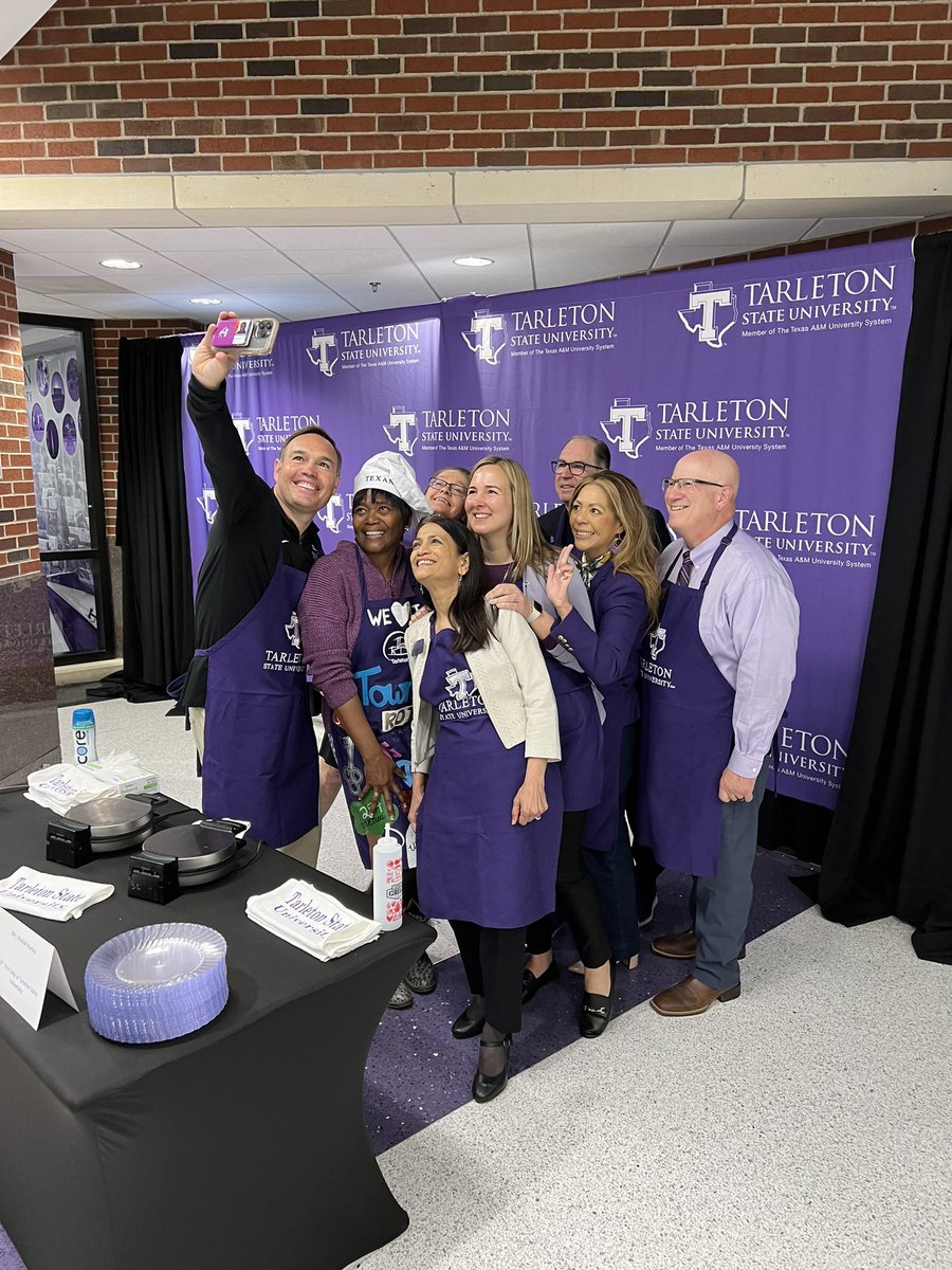 Waffle Wednesday with the best executive cabinet in higher education. Come out and grab some breakfast this morning! #waffles #BleedPurple