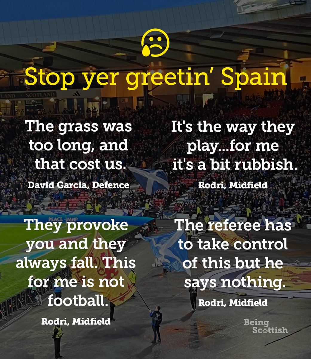 It's not easy getting a pumpin from wee Scotland if you're a big team. 'The grass was too long' 😆 #SCOESP