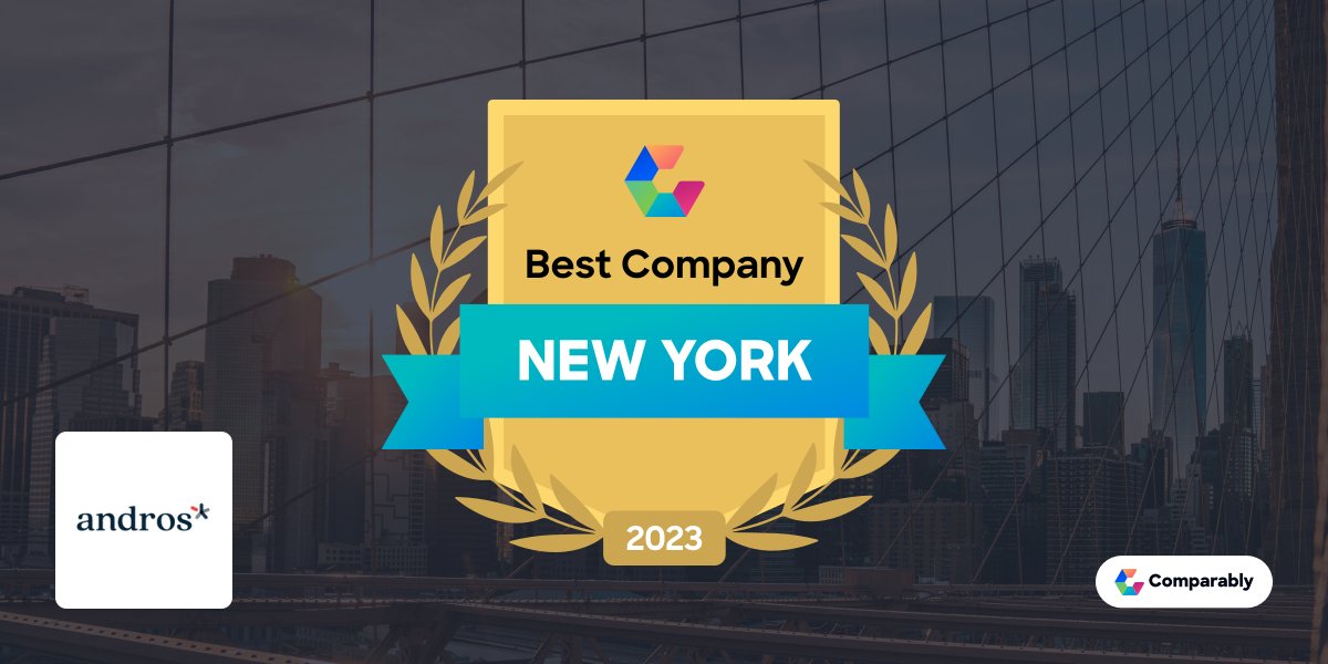 <a href="/weareandros/">andros</a>  Congrats on being named on <a href="/Comparably/">Comparably</a>'s Best Places to Work in New York 2023 list. #comparablyawards comparably.com/awards/winners…
