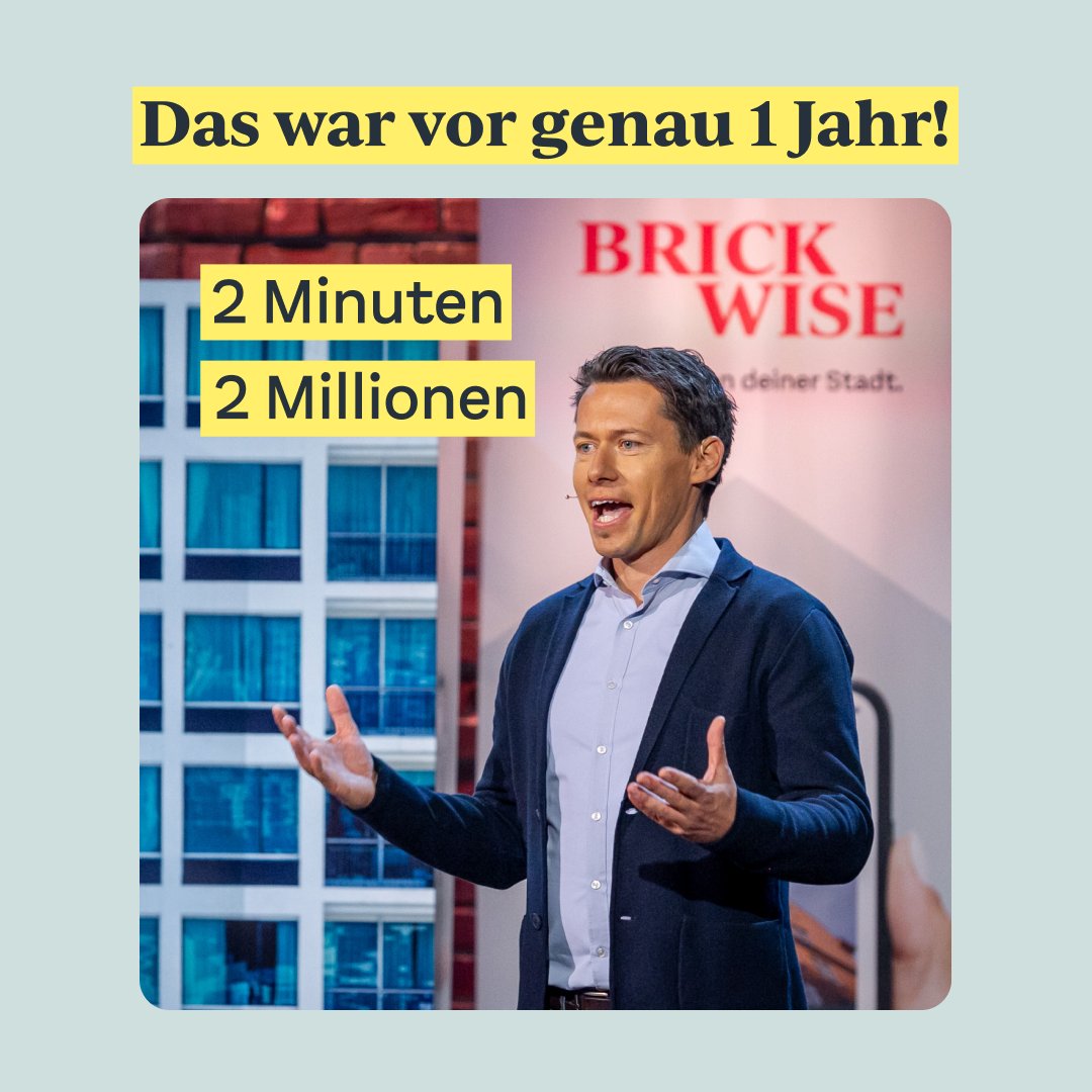 Brickwise bei 2 Minuten 2 Millionen.

Noch heute ist es ein echter Gänsehautmoment, wenn wir an unseren Pitch und das super Feedback bei 2 Minuten 2 Millionen zurückdenken. Kaum zu glauben, was in einem Jahr alles passieren kann. Wir freuen uns schon, auf das nächste Jahr!